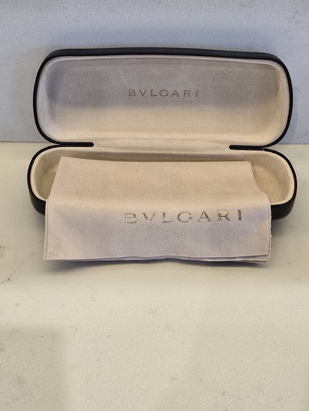 Bvlgari Black Eyewear Case with Cream Interior